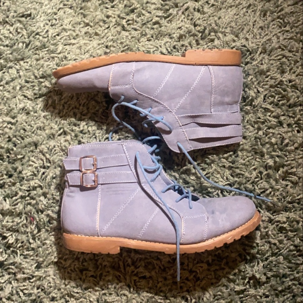 Blue Buckle Ankle Boots